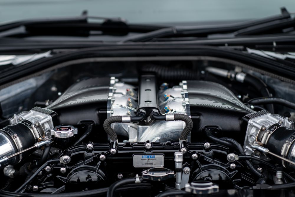 A clean detailed car engine bay